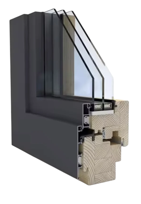 Скандинавские деревянные окна с алюминиевой облицовкой - профиль Premium 115