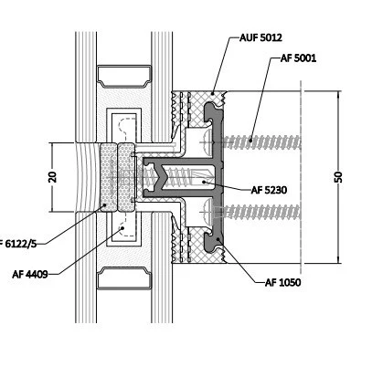 Aluron Vella facade vertical cross-section technical drawing