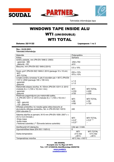 Сертификат внутренней ленты SOUDAL