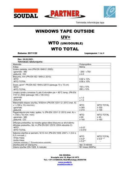 Сертификат наружной ленты SOUDAL