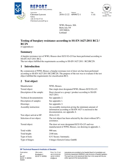 Сертификат взломостойкости EN1627