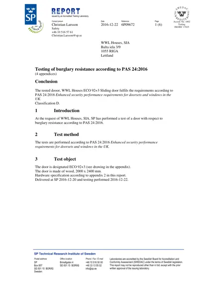 Сертификат PAS24 раздвижной двери