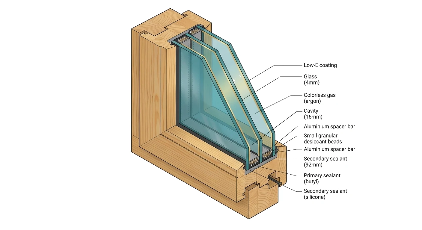 Варианты стеклопакетов: тройной стеклопакет с покрытиями Low-E и аргоновым заполнением