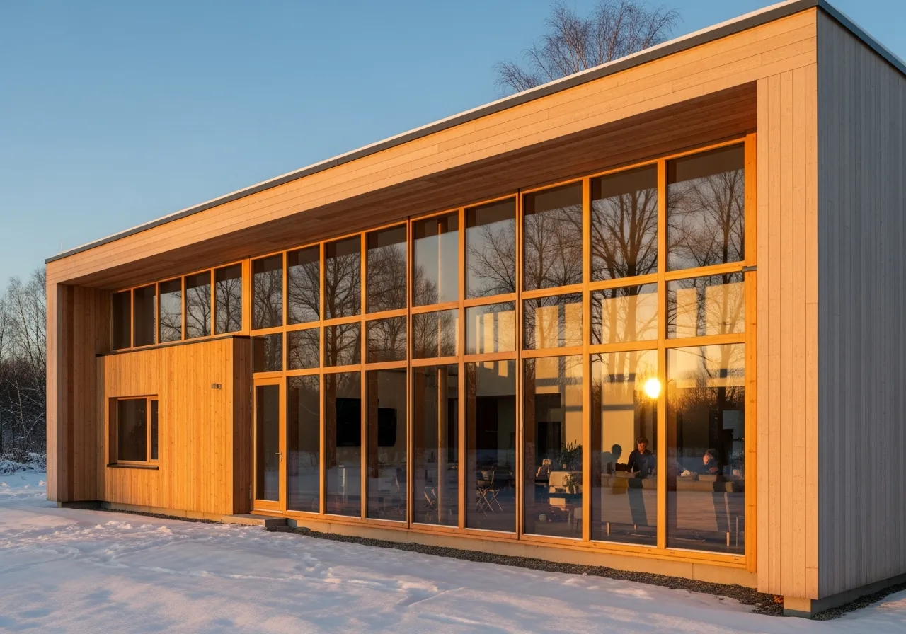 Премиум деревянные окна 115 мм с открыванием наружу в пассивном доме