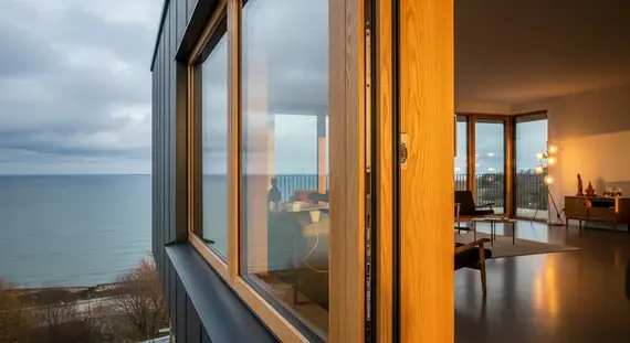 Wood-aluminium wooden windows - oak interior with anthracite exterior by European manufacturer