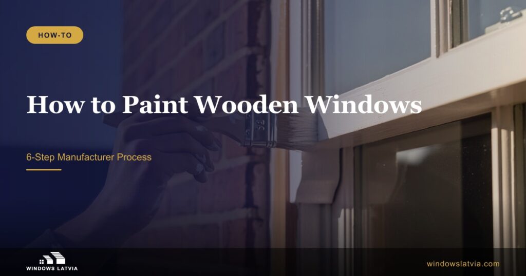 A homeowner repainting the exterior of a traditional timber sash window on a sunny spring day with a red brick wall visible behind