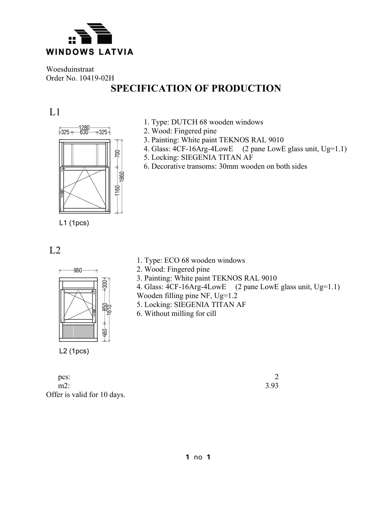 Dutch 68 un Eco 68 koka logu tehniskais rasējums - Woesduinstraat Amsterdama