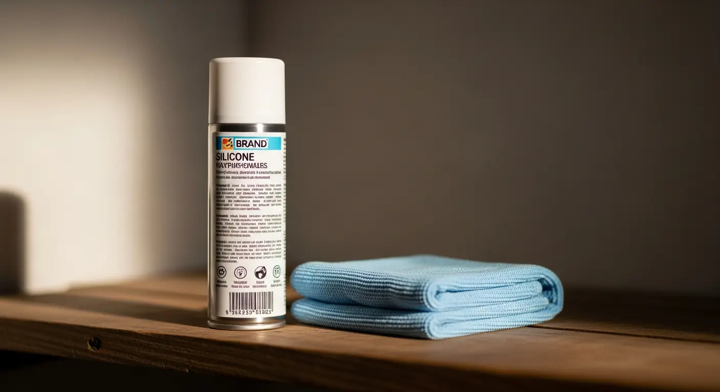 Silikonspray und Mikrofasertuch für die Dichtungspflege - Holzfenster pflegen vor dem Winter