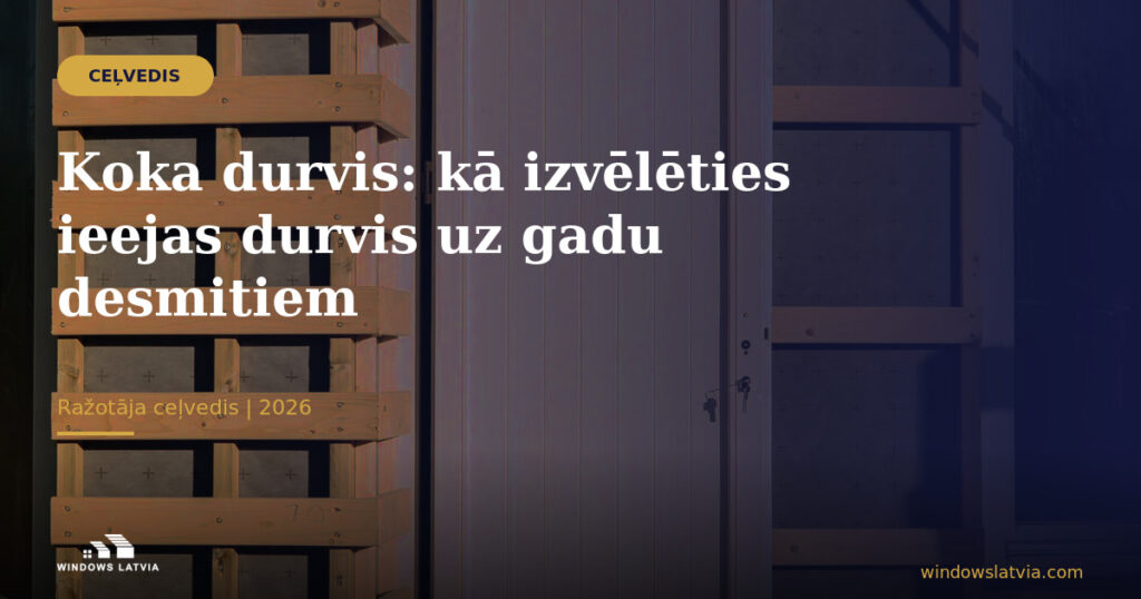 Koka ieejas durvis ar paneļu dalījumu Kalnciema ražotnē