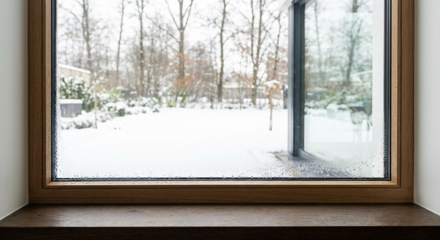 Kondensāts uz loga iekšējās virsmas pēc blīvēšanas: pārbaudāms telpas mitrums, vēdināšana un virsmas temperatūra.